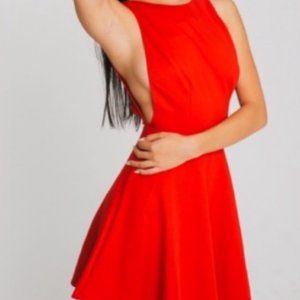 American Apparel Red skater dress with side cutout